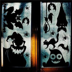 Halloween WindowCling Sticker,4Sheet Giant Spooky Monster Silhouette WindowDecal